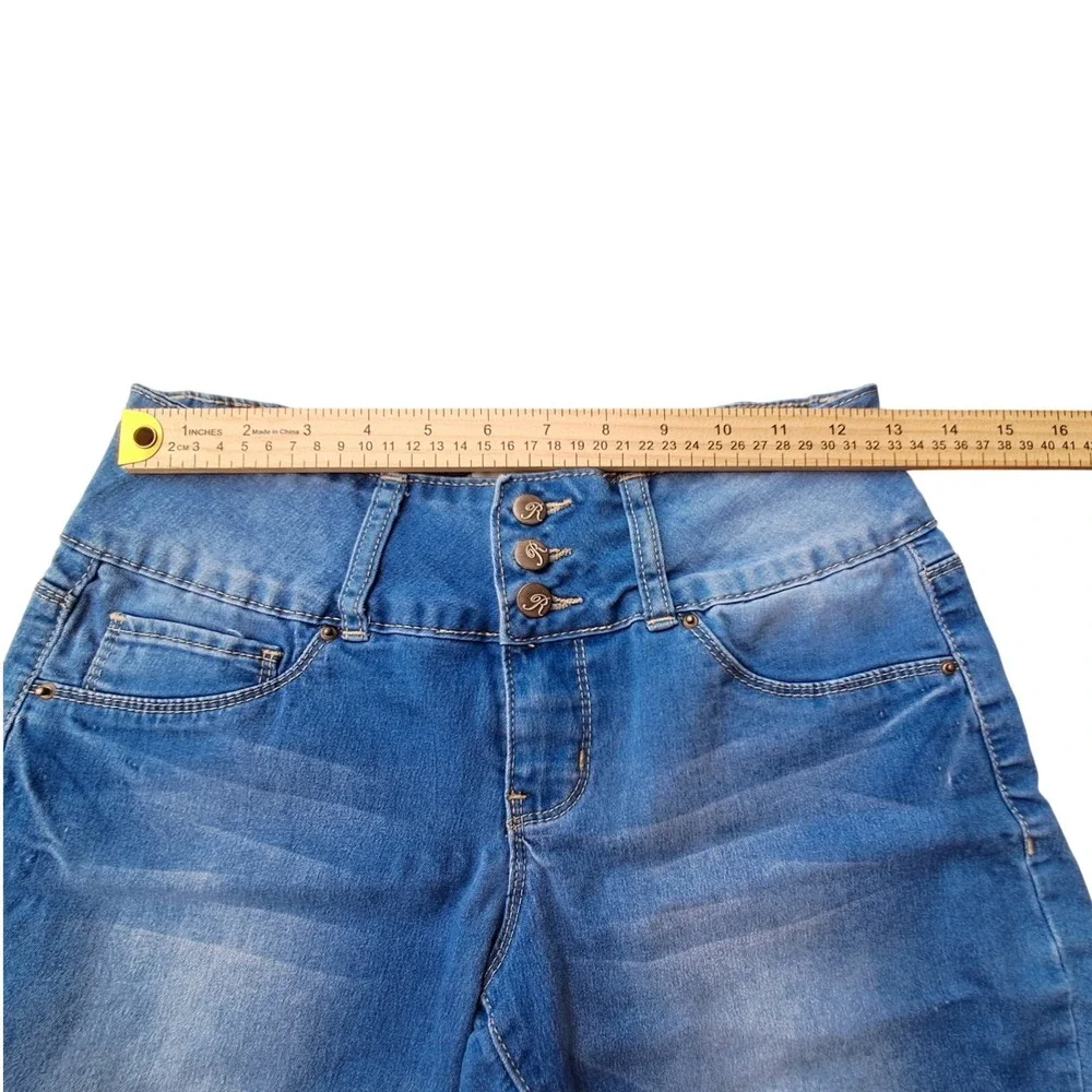 Royalty for‎ Me Womens Blue Denim Bermuda Shorts High Rise Triple Button Size 4
